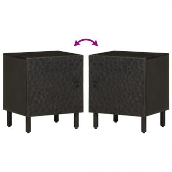 Nachttisch Schwarz 40x33x46 cm Massivholz Mango