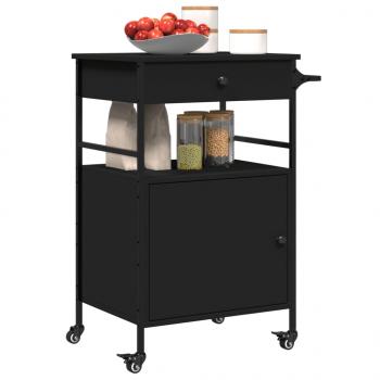 Küchenwagen Schwarz 56x43x89,5 cm Holzwerkstoff