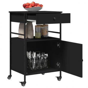 Küchenwagen Schwarz 56x43x89,5 cm Holzwerkstoff