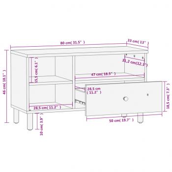 TV-Schrank 80x33x46 cm Massivholz Mango