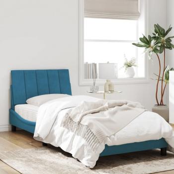 Bettgestell mit Kopfteil Blau 90x190 cm Samt