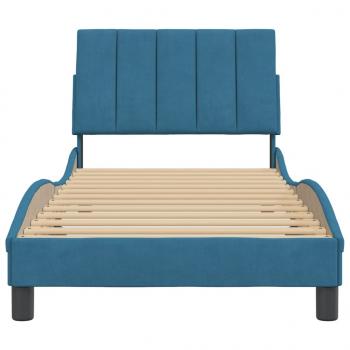 Bettgestell mit Kopfteil Blau 90x190 cm Samt