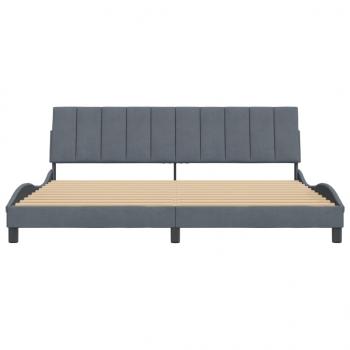 Bettgestell mit Kopfteil Dunkelgrau 200x200 cm Samt