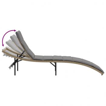 Sonnenliege mit Kissen Beige 55x199x50 cm Poly Rattan