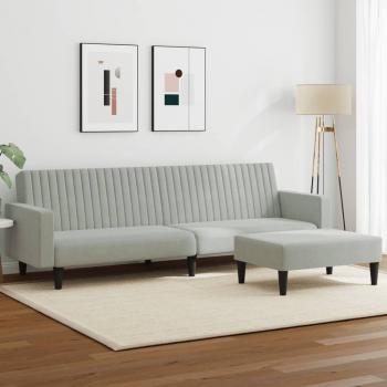 ARDEBO.de - 2-tlg. Sofagarnitur Hellgrau Samt
