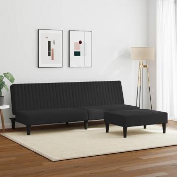 2-tlg. Sofagarnitur Schwarz Samt