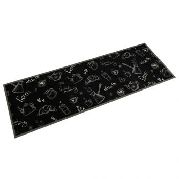 ARDEBO.de - Küchenteppich Waschbar Morgen Schwarz 60x180 cm Samt