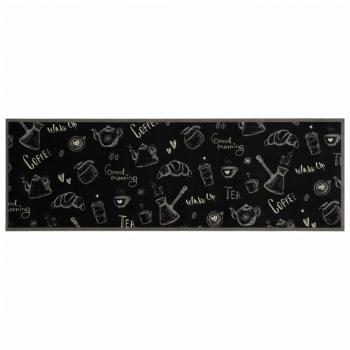 Küchenteppich Waschbar Morgen Schwarz 60x180 cm Samt