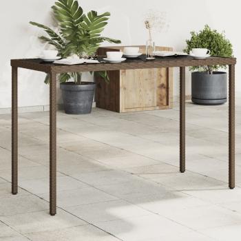 ARDEBO.de - Gartentisch mit Glasplatte Braun 115x54x74 cm Poly Rattan