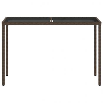 Gartentisch mit Glasplatte Braun 115x54x74 cm Poly Rattan