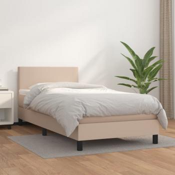 ARDEBO.de - Boxspringbett mit Matratze Cappuccino-Braun 80x200cm Kunstleder