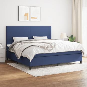 ARDEBO.de - Boxspringbett mit Matratze Blau 200x200 cm Stoff