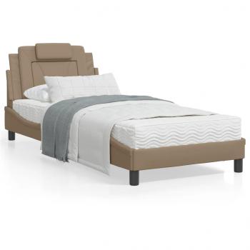 ARDEBO.de - Bettgestell mit LED Cappuccino-Braun 90x200 cm Kunstleder