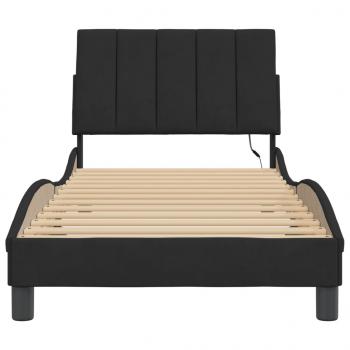Bettgestell mit LED-Leuchten Schwarz 90x200 cm Samt