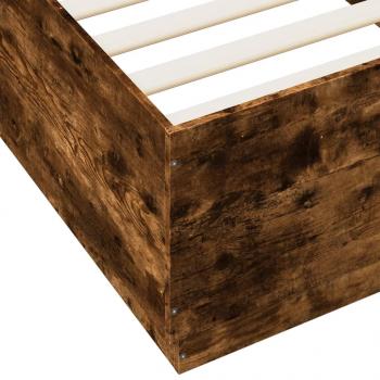 Bettgestell mit LED Räuchereiche 100x200 cm Holzwerkstoff