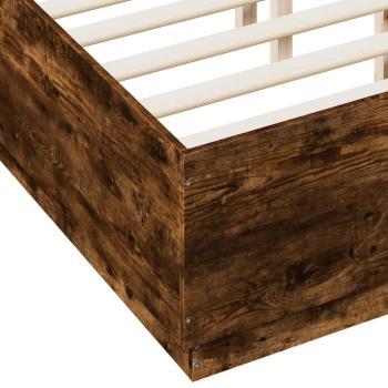 ARDEBO.de - Bettgestell mit LED Räuchereiche 140x190 cm Holzwerkstoff