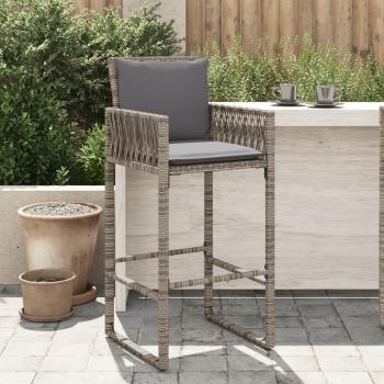 ARDEBO.de - Garten-Barhocker mit Kissen 2 Stk. Grau Poly Rattan