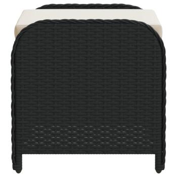 Gartenhocker mit Kissen Schwarz 58x46x46 cm Poly Rattan