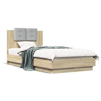 ARDEBO.de - Bettgestell mit Kopfteil Sonoma-Eiche 75x190 cm Holzwerkstoff