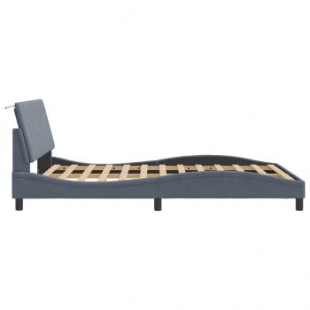 Bettgestell mit LED-Leuchten Dunkelgrau 140x190 cm Samt