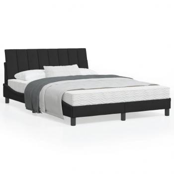 ARDEBO.de - Bettgestell mit LED-Leuchten Schwarz 140x200 cm Samt