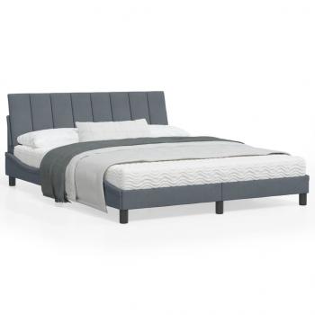 ARDEBO.de - Bettgestell mit LED-Leuchten Dunkelgrau 160x200 cm Samt