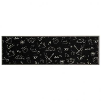 Küchenteppich Waschbar Morning Schwarz 45x150 cm Samt