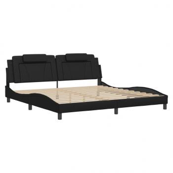 Bettgestell mit LED Schwarz 200x200 cm Kunstleder