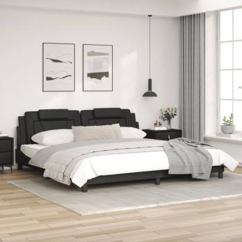 Bettgestell mit LED Schwarz 200x200 cm Kunstleder