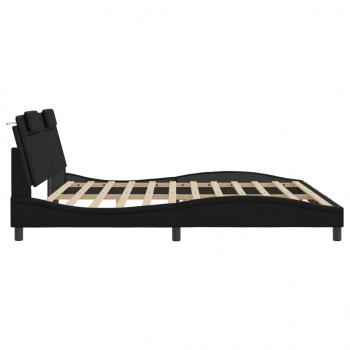 Bettgestell mit LED Schwarz 200x200 cm Kunstleder