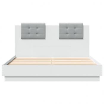 Bettgestell mit Kopfteil Weiß 135 x 190 cm Holzwerkstoff