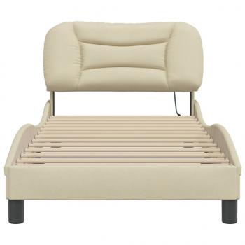Bettgestell mit LED Creme 80x200 cm Stoff