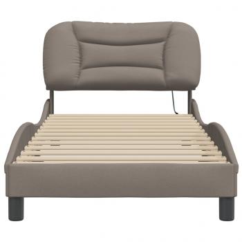 Bettgestell mit LED Taupe 90x190 cm Stoff
