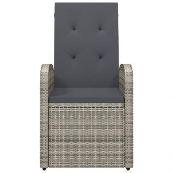 Garten-Liegestühle mit Kissen 2 Stk. Grau Poly Rattan