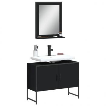 ARDEBO.de - 2-tlg. Badmöbel-Set Schwarz Holzwerkstoff