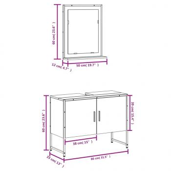 2-tlg. Badmöbel-Set Schwarz Holzwerkstoff