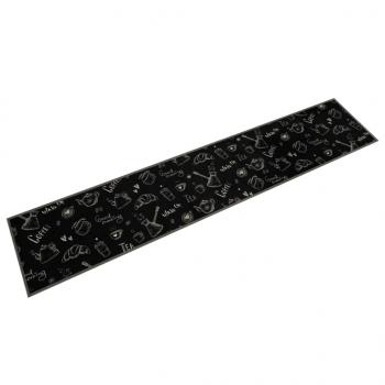ARDEBO.de - Küchenteppich Waschbar Morgen Schwarz 60x300 cm Samt