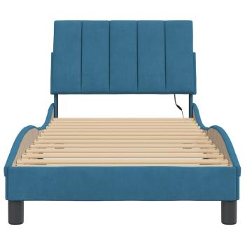 Bettgestell mit LED-Leuchten Blau 80x200 cm Samt