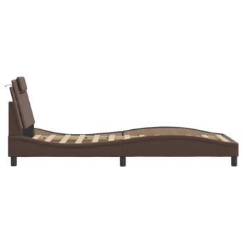 Bettgestell mit Kopfteil Braun 90x190 cm Kunstleder