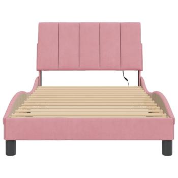 Bettgestell mit LED-Leuchten Rosa 100x200 cm Samt