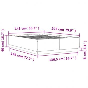 Bettgestell mit LED Sonoma-Eiche 140x200 cm Holzwerkstoff