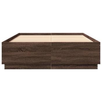 Bettgestell mit LED Braun Eichen-Optik 120x200 cm Holzwerkstoff