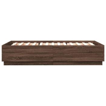 Bettgestell mit LED Braun Eichen-Optik 120x200 cm Holzwerkstoff