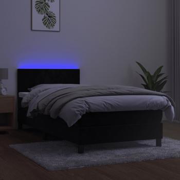 Boxspringbett mit Matratze & LED Schwarz 80x200 cm Samt