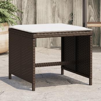 ARDEBO.de - Gartenhocker mit Kissen 4 Stk. Braun 41x41x36 cm Poly Rattan