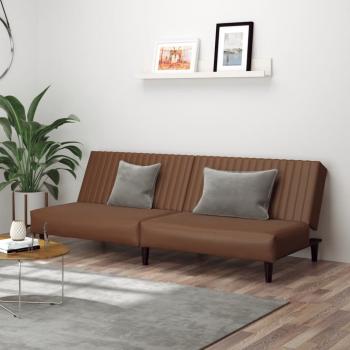 ARDEBO.de - Schlafsofa 2-Sitzer Braun Kunstleder
