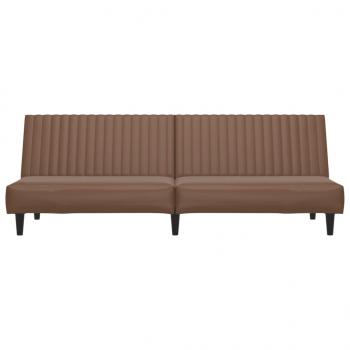 Schlafsofa 2-Sitzer Braun Kunstleder