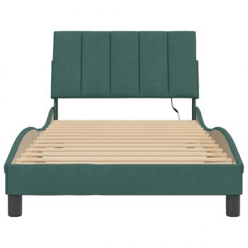 Bettgestell mit LED-Leuchten Dunkelgrün 100x200 cm Samt