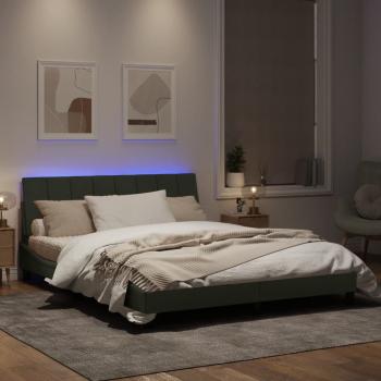 Bettgestell mit LED-Leuchten Hellgrau 160x200 cm Samt