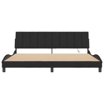 Bettgestell mit LED Schwarz 200x200 cm Samt